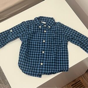 Like New Ralph Lauren Baby Boy Blue Black Plaid Collared Button Down Shirt